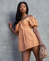 Mercedes Off The Shoulder Pocketed Romper - Dusty Orange